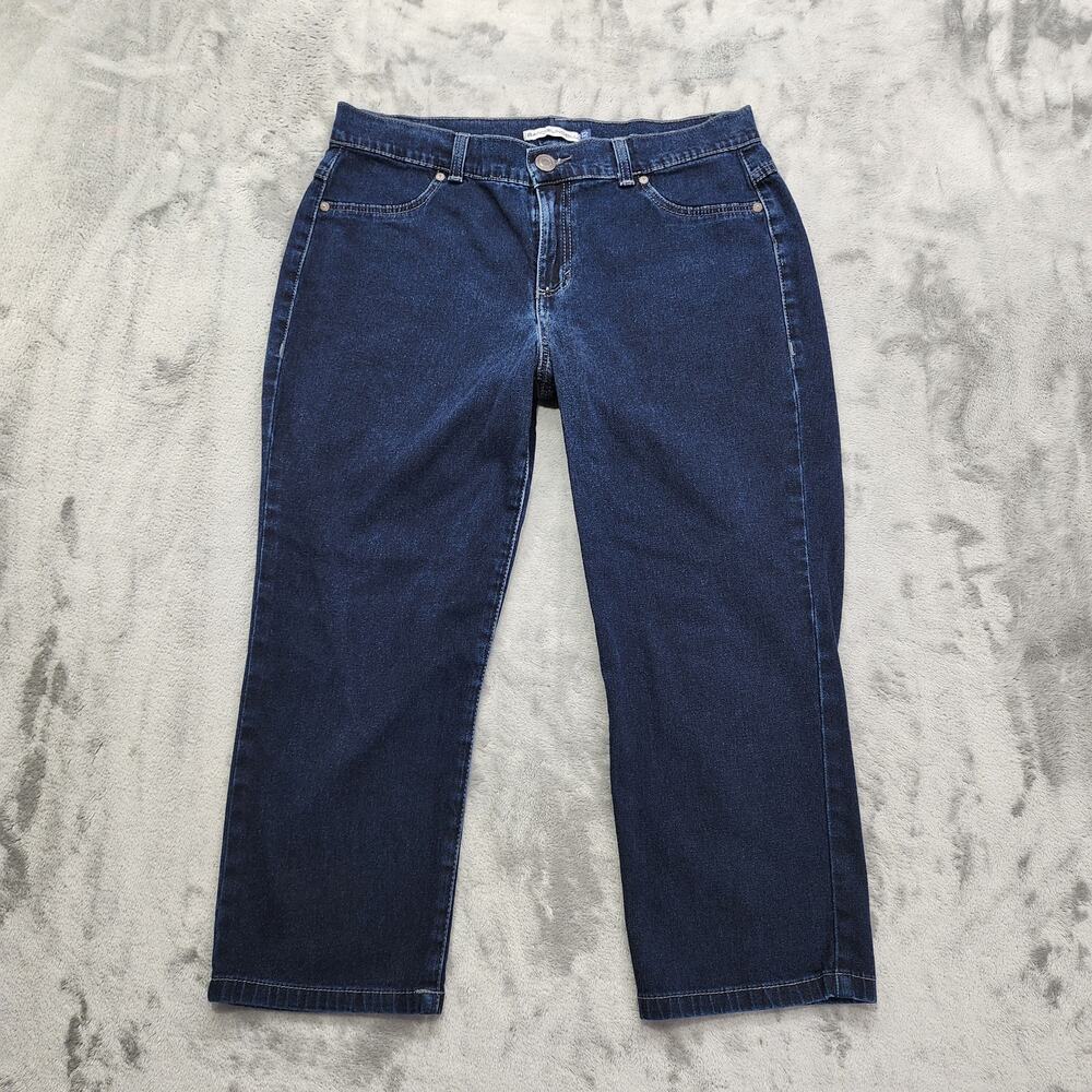 Bandolino Blu Jeans Womens‎ 12 Blue Harper Mid Rise Crop Capri Slim Leg Stretch